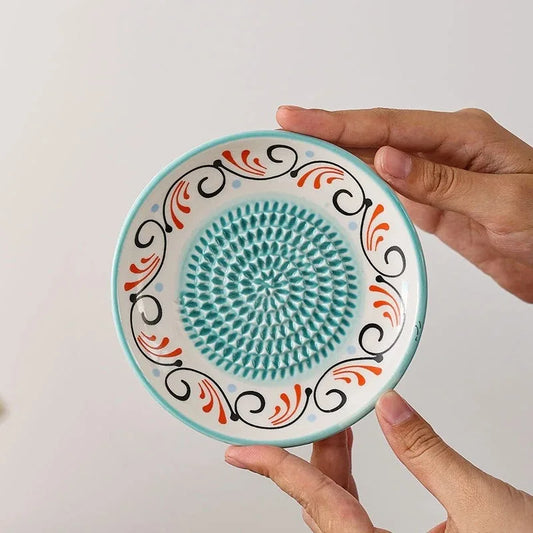 Colorful Ceramic Garlic Grater Plate Handmade