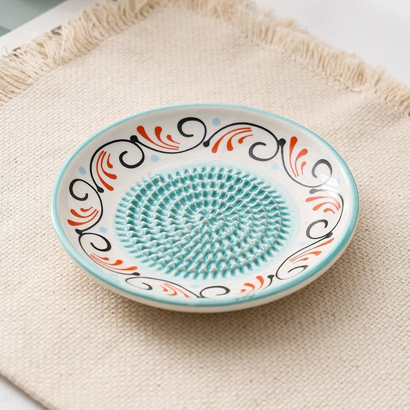Colorful Ceramic Garlic Grater Plate Handmade
