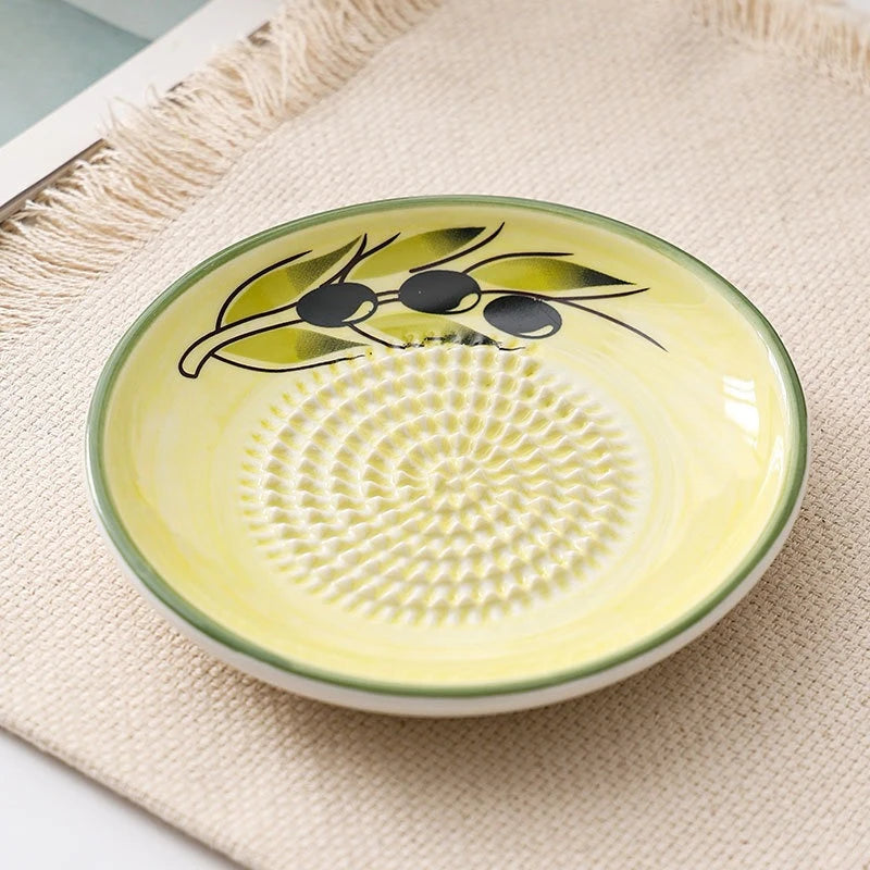 Colorful Ceramic Garlic Grater Plate Handmade