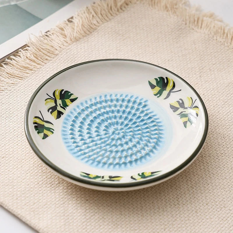 Colorful Ceramic Garlic Grater Plate Handmade