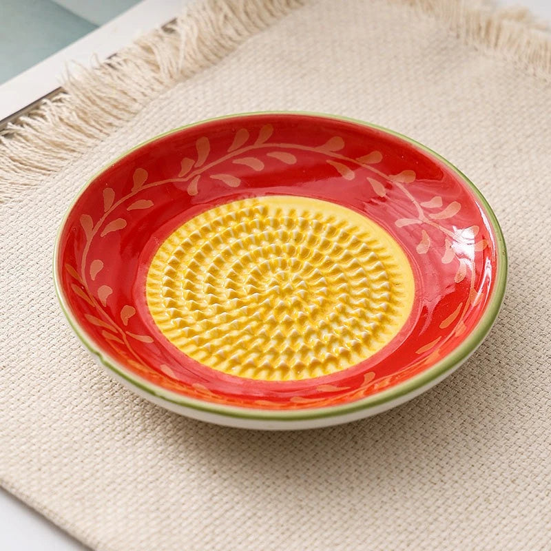 Colorful Ceramic Garlic Grater Plate Handmade