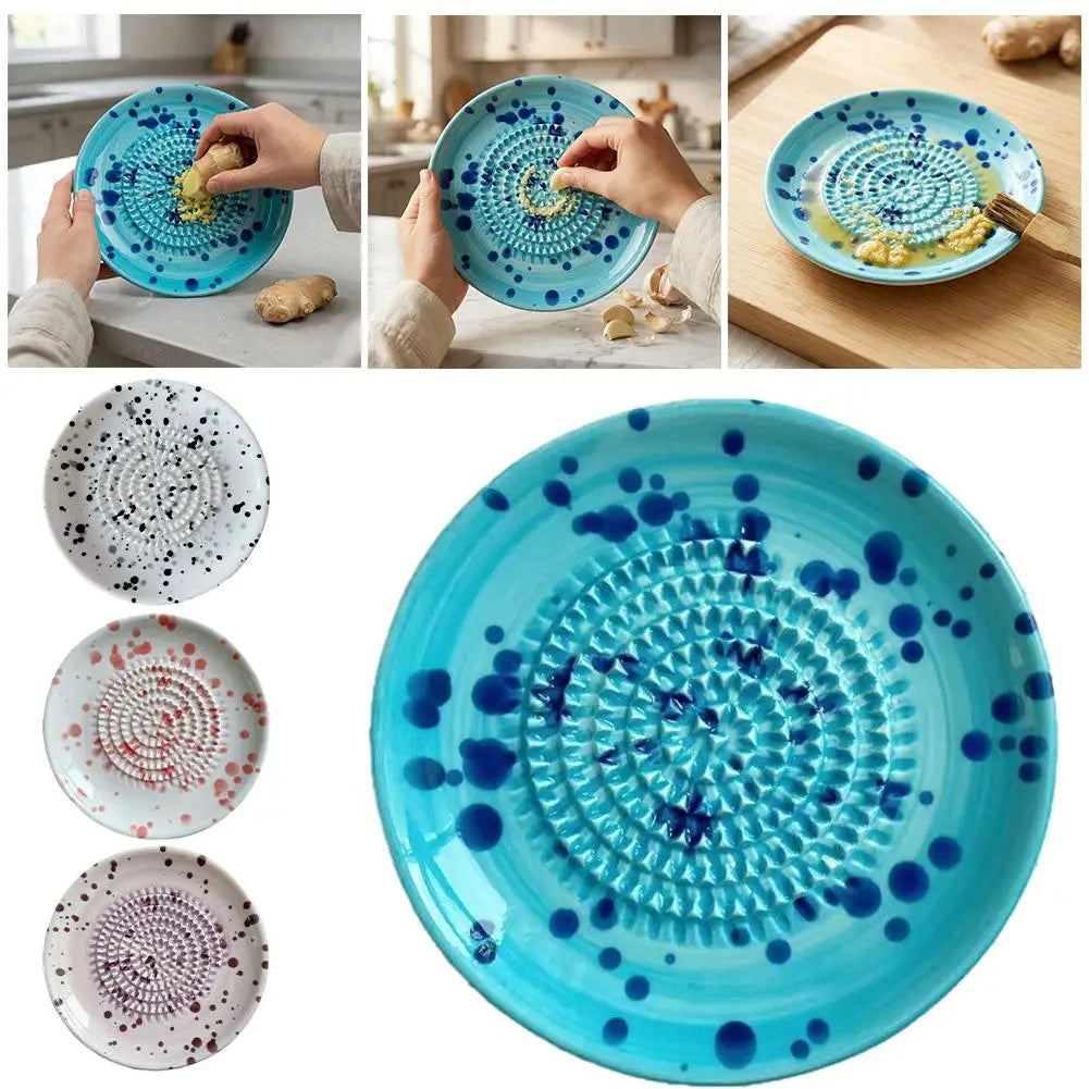 Speckled Ceramic Garlic Grater Plate Handmade