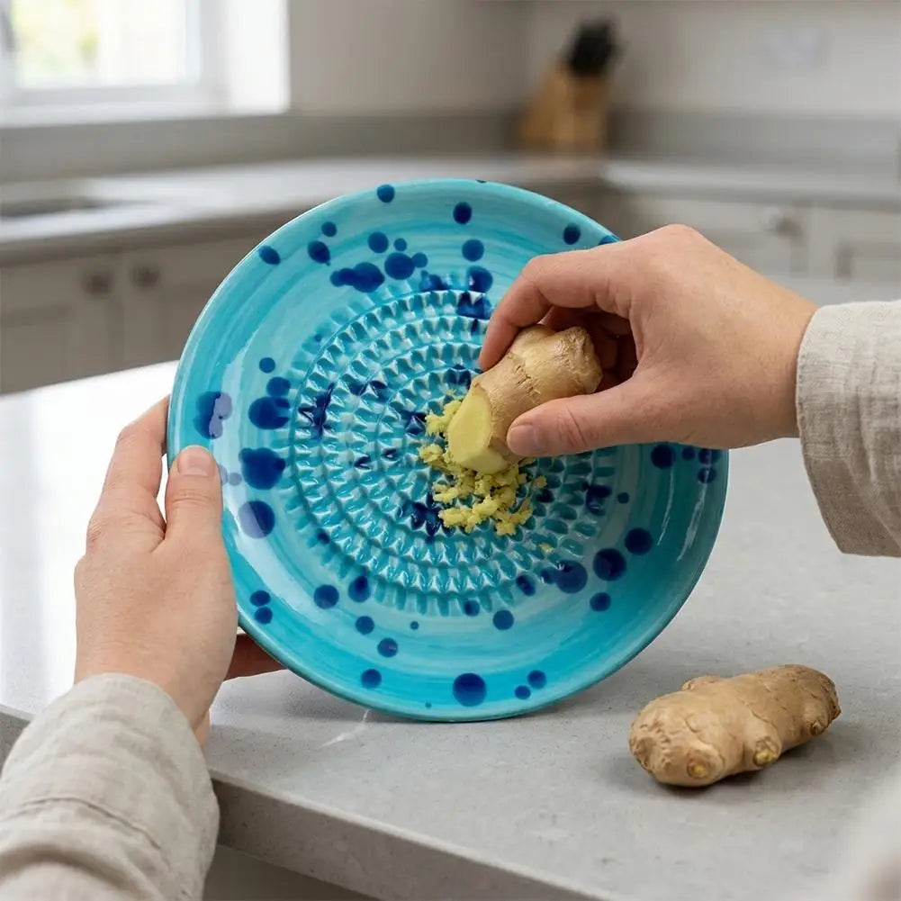 Speckled Ceramic Garlic Grater Plate Handmade