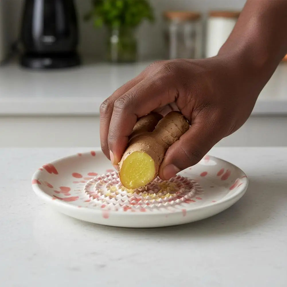 Speckled Ceramic Garlic Grater Plate Handmade